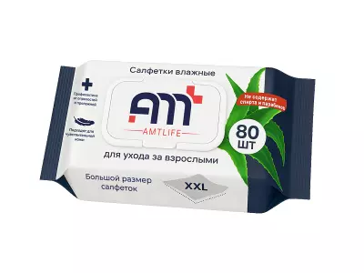 AMT-LIFE Влажные салфетки для взрослых, размер 30x20см, 80шт