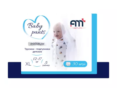 Подгузники трусики AMTLIFE premium 5, размер XL, на 12-17 кг, 30 шт