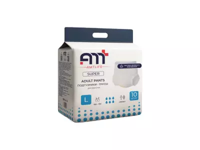 Трусики-подгузники для взрослых AMTlife Super, размер L (100-150)